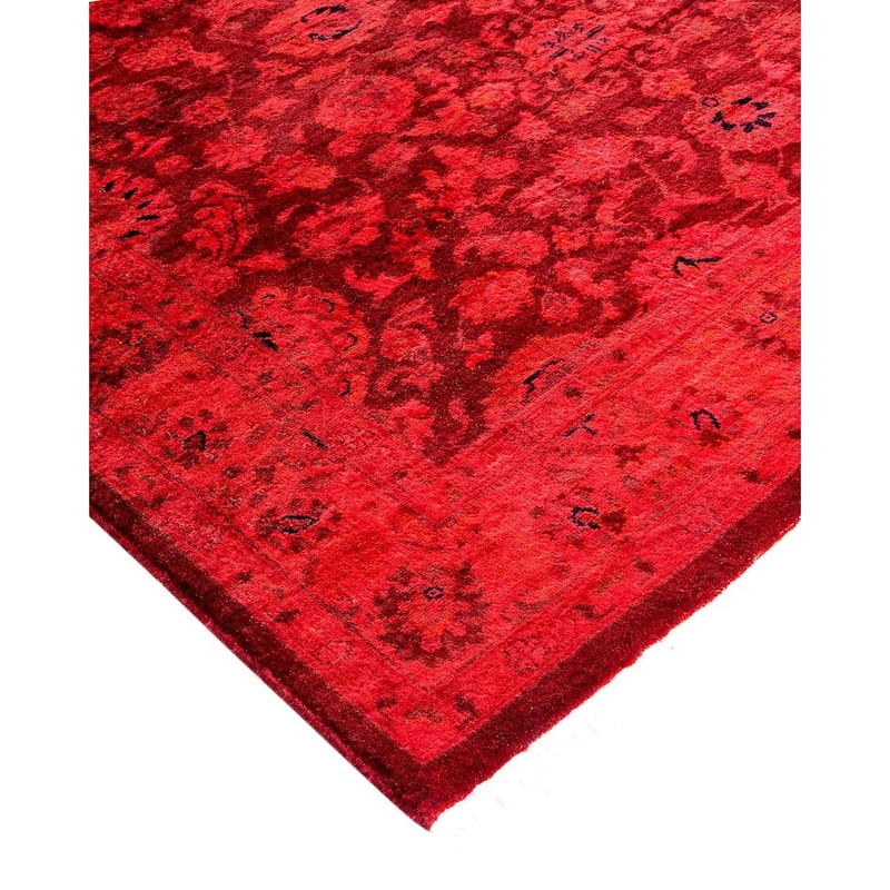 Overton Hand Knotted Wool Vintage Inspired Modern Contemporary Overdyed Red Area Rug - 3' 1" x 5' 4"