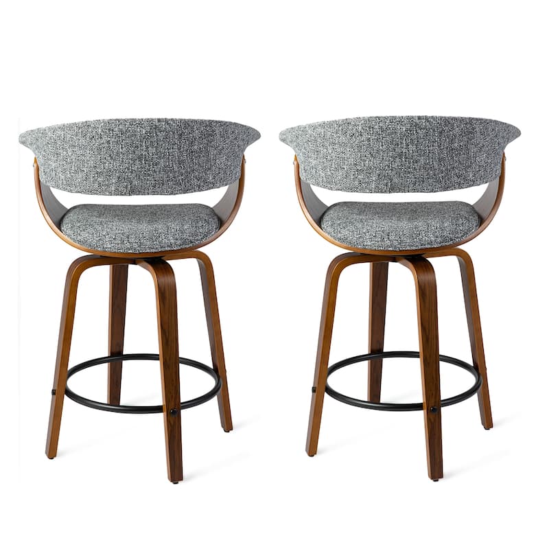 Glitzhome Set of 4 Modern Counter or Bar Height Faux Leather Swivel Pub Stools