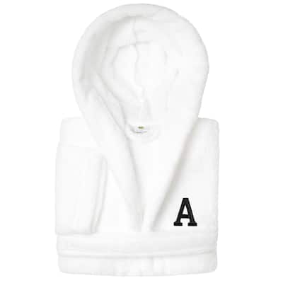 Sweet Kids 100% Polyester SUPER PLUSH Double Brushed Hooded Bathrobe with Black Bookman Monogram