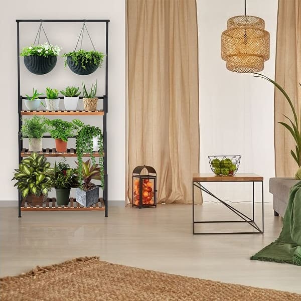 low indoor plant stand Shanti Low Wicker Rattan Boho Flower Planter Stand – Sawah Botanical main image 1