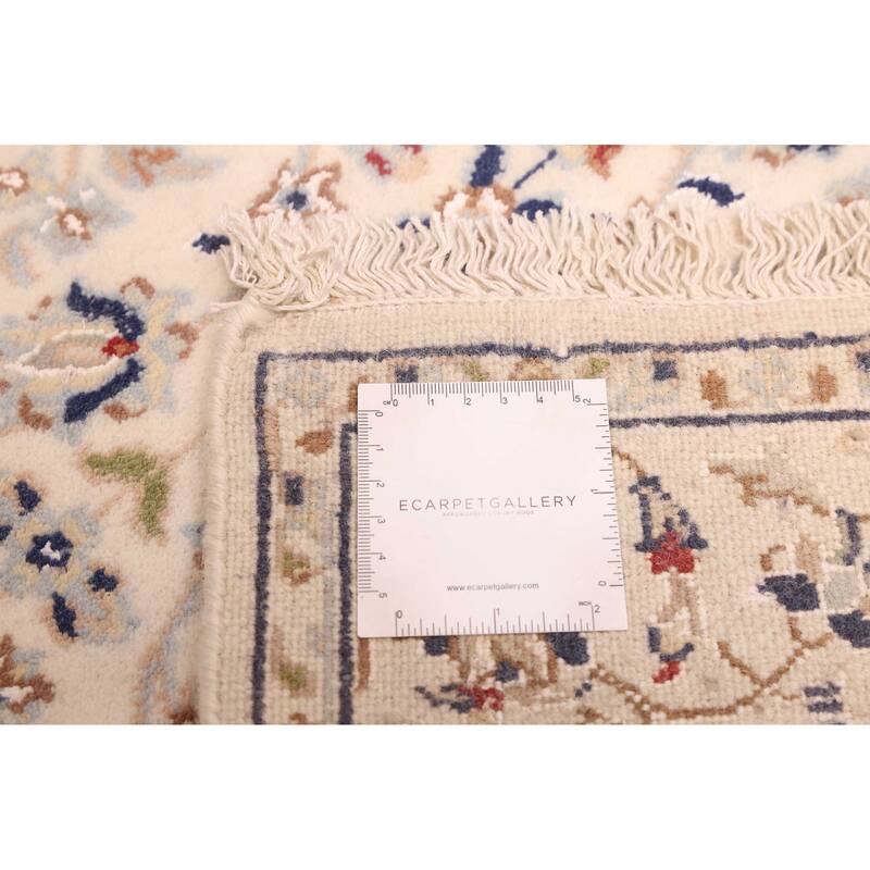 ECARPETGALLERY Hand-knotted Nain Cream Silk, Wool Rug - 2'9 x 14'3