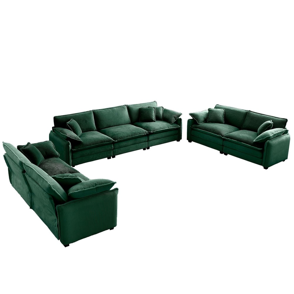 3+2+2 Seater Corduroy Flexible Combinations Sofa Set with Pillowss