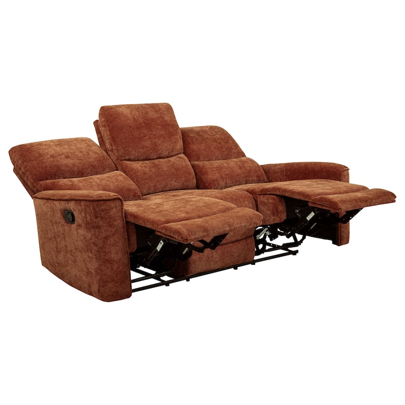 Navarro Chenille Upholstered Reclining Sofa - 79.25" x 37.75" x 40.25" - Burnt Orange