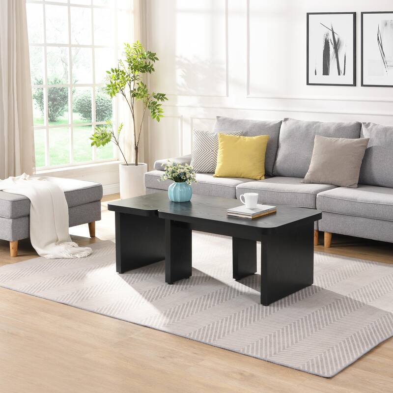 GDFStudio - Carter L-Shaped Farmhouse Coffee Table with Detachable Design