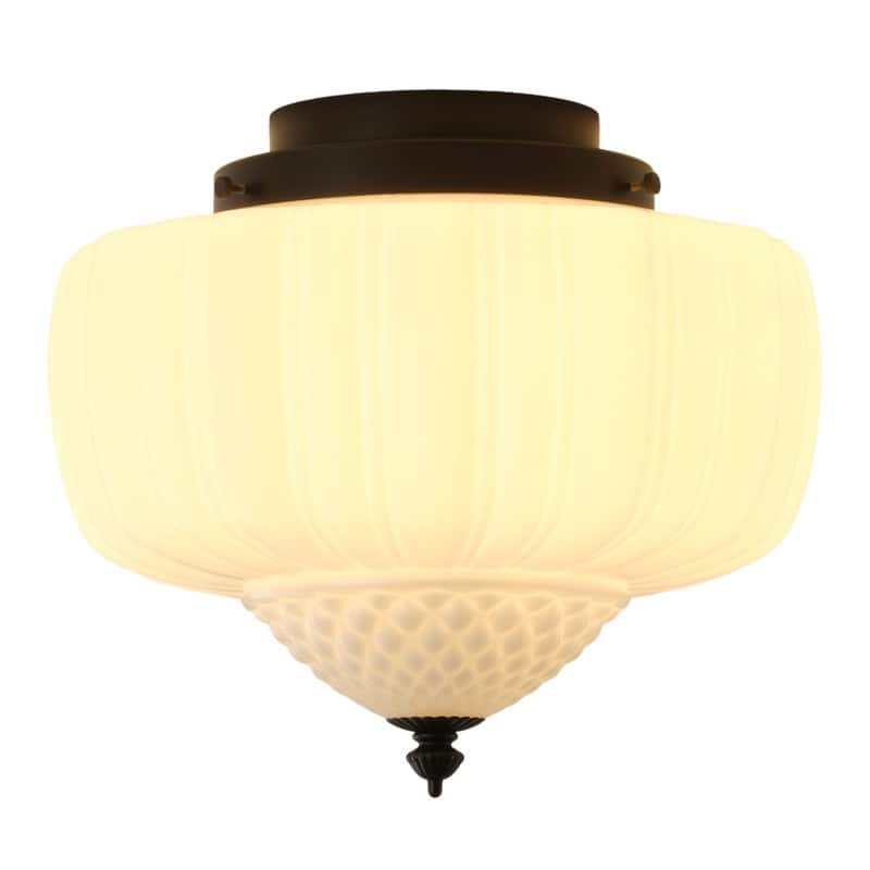 Modern Black Flush Mount Ceiling Light with White Glass Shade Iron Fixture for Living Room Bedroom Hallway