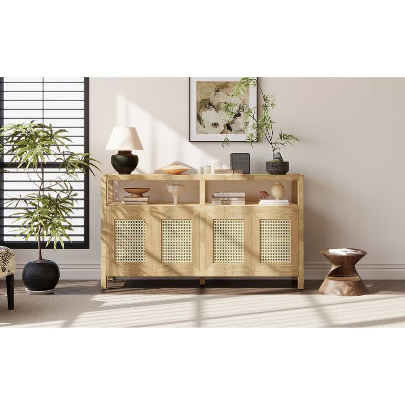 Bohemian Style Rattan Buffet Storage Cabinet