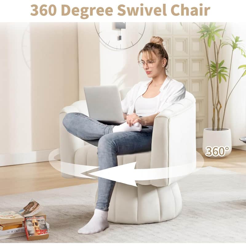 HOMYKA Swivel Accent Barrel Chair Cute Comfy Arm Chair Set 2