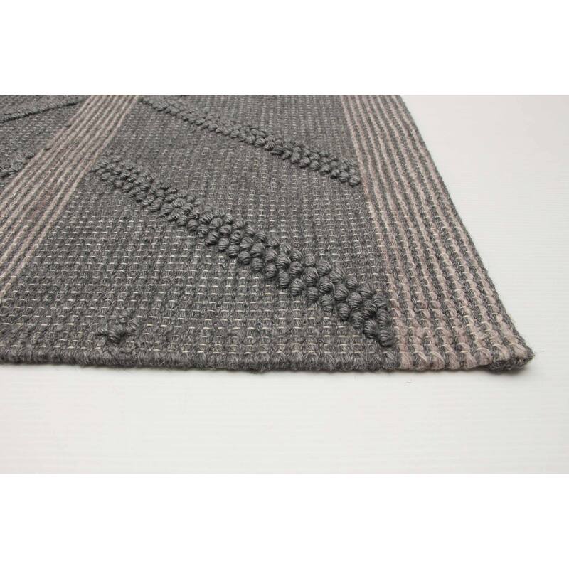 ECARPETGALLERY Braid weave Sienna Grey Wool Rug - 5'0 x 6'10