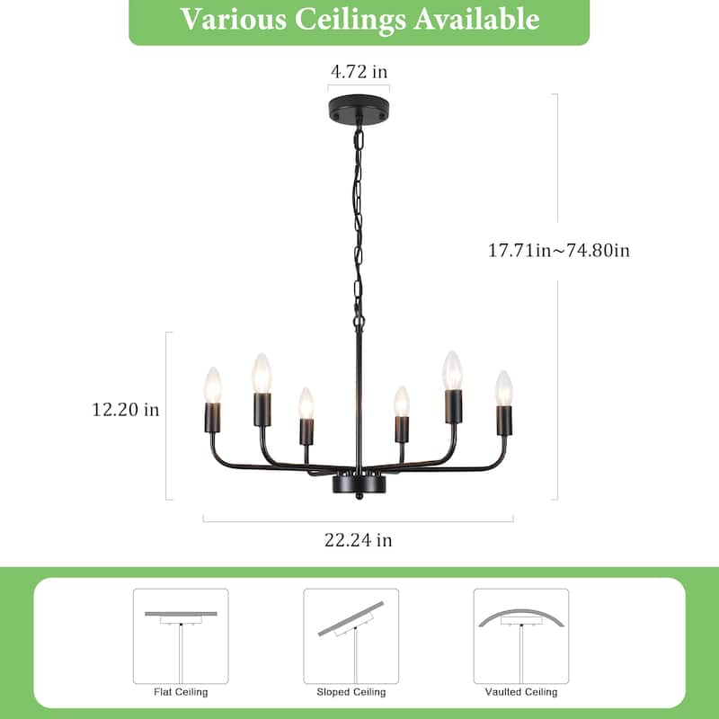 6-Light Rustic Industrial Modern Ceiling Pendant Light, Adjustable Hanging Lamp Fixtures for Dining Room Kitchen Bedroom