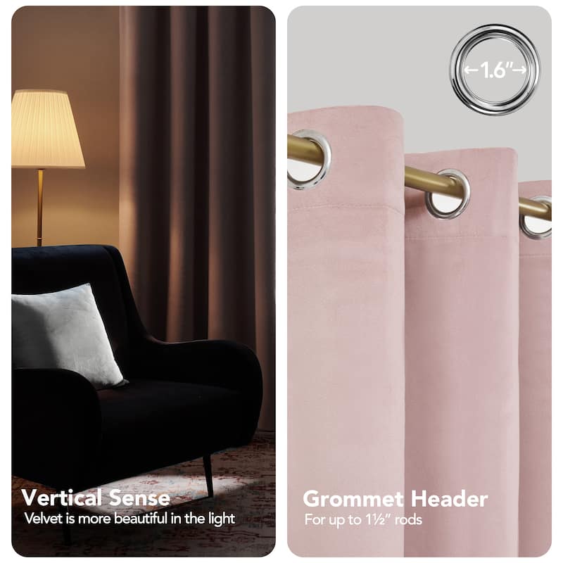 Deconovo Velvet Blackout Curtains, 2 Panels, Thermal Insulated