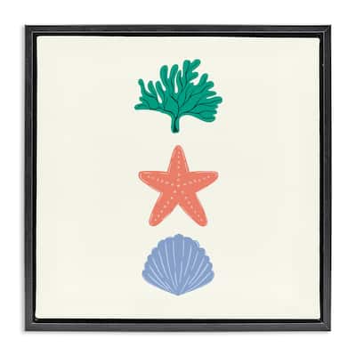 Stupell Coral & Sea Life Minimal Framed Floater Canvas Wall Art Design By Sazerelli Designs