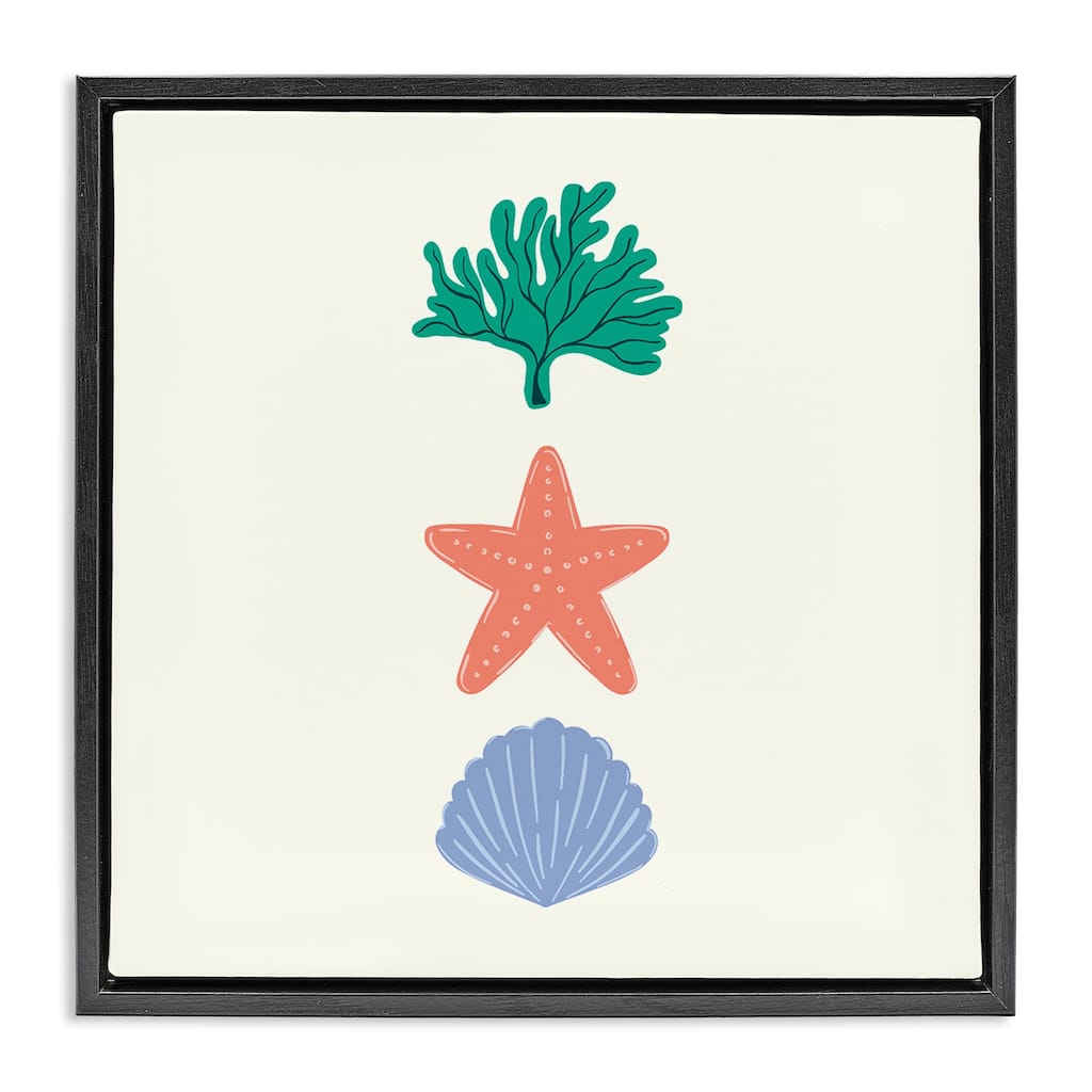 Stupell Coral & Sea Life Minimal Framed Floater Canvas Wall Art Design By Sazerelli Designs
