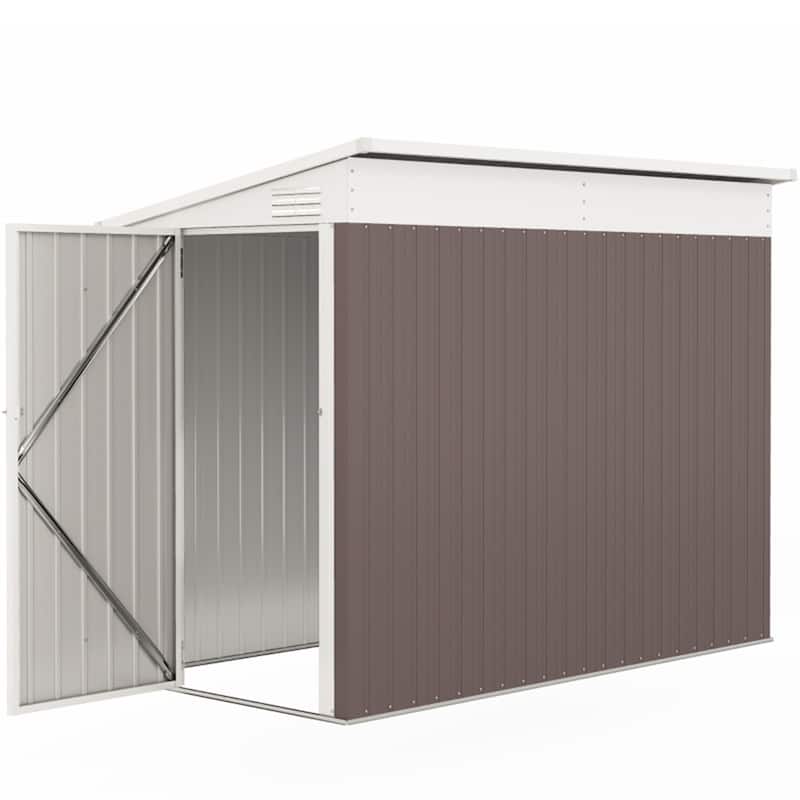 Metal Garden Shed Outdoor Storage Lockable Door Galvanized Steel - 51.2" W x 92.5" D x 64.6"