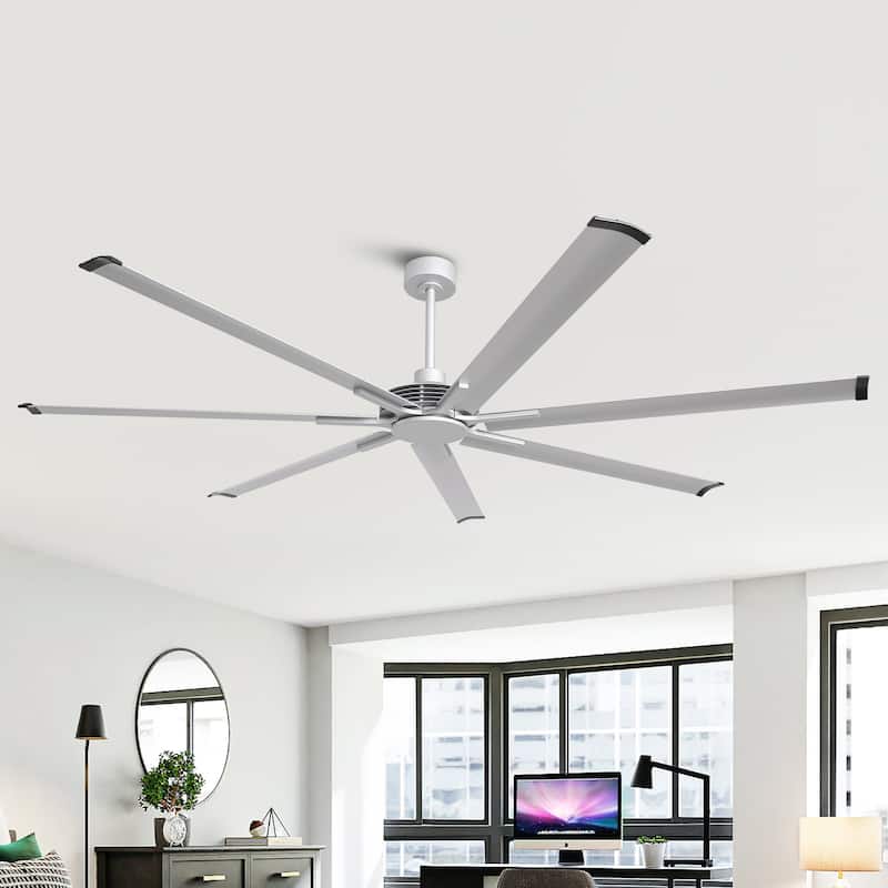 Ceiling Fan Modern 84" Industrial 7-Blade Silver Metal
