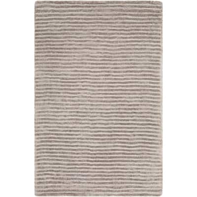 Elle Handmade Striped Solid Viscose Area Rug