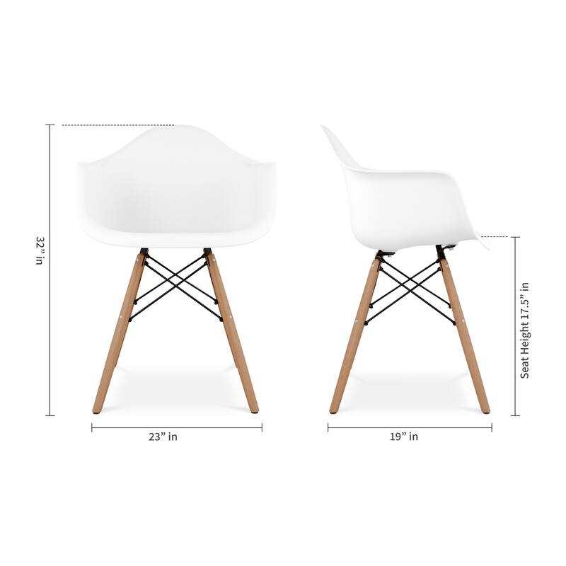 Blue And Natural Heavy Duty Plastic And Solid Wood Dining Arm Chair