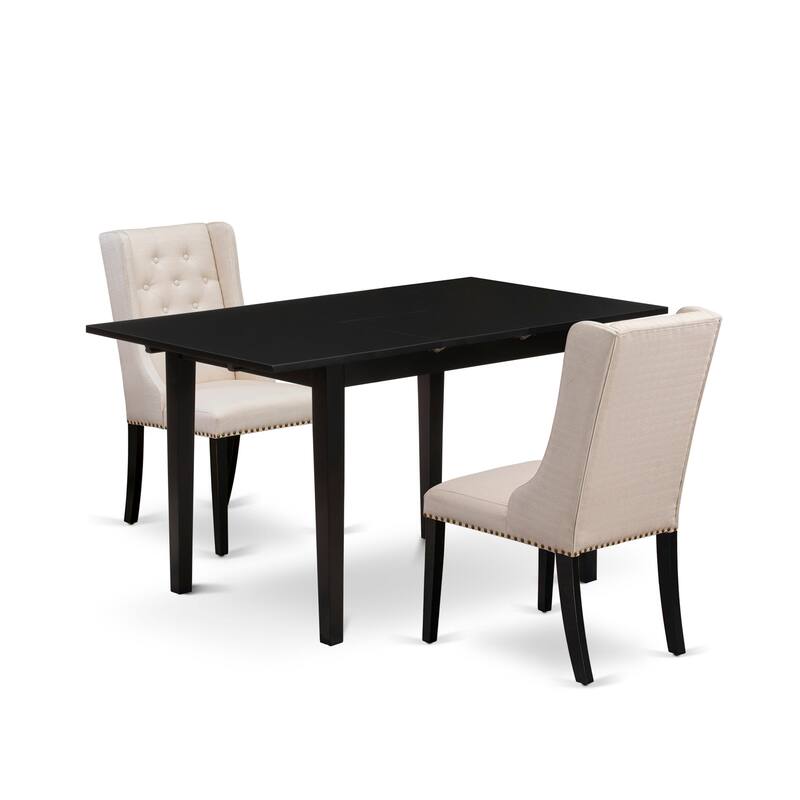 East West Furniture Dining Table Set Contains a Rectangle Dinner Table and Dining Chairs (Pieces And Finish Color Options)