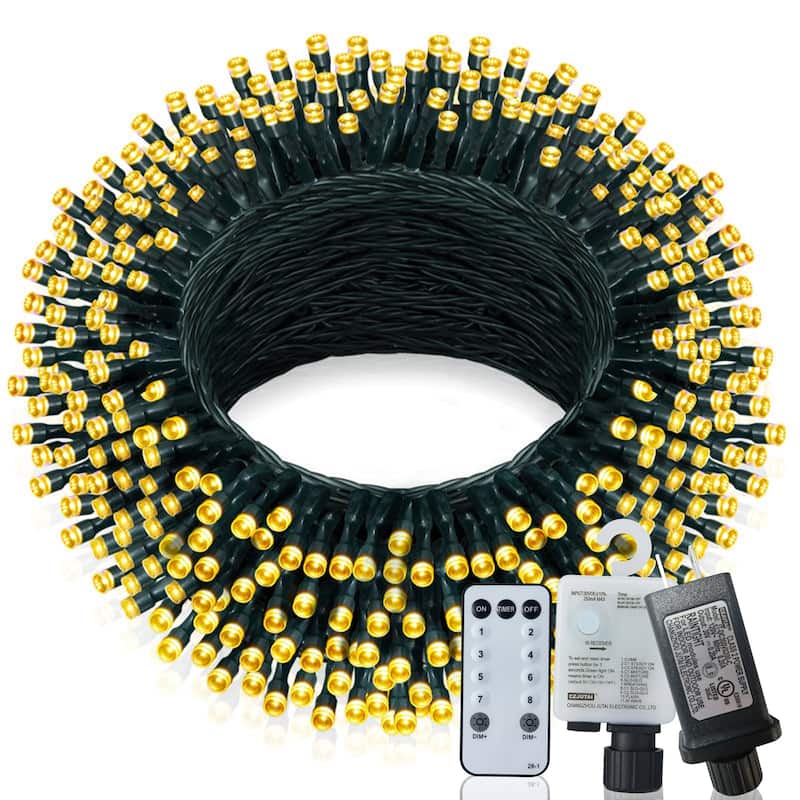 197 Feet Warm White LED String Lights with 8 Twinkle Modes and Memory Timer Perfect for Holiday Decor - 197ft.