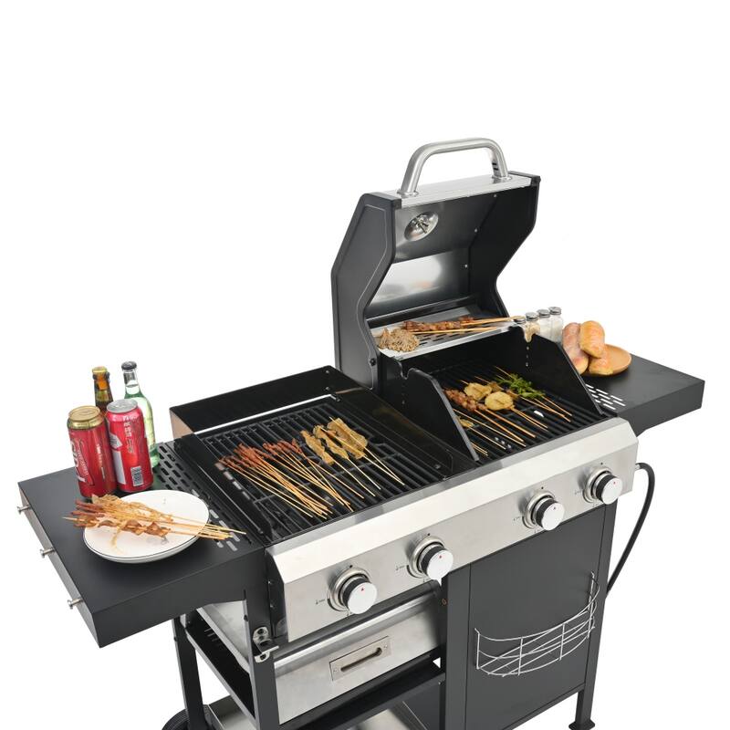 2+2 Multi-function Burner Gas Grill and Griddle Combo with Cover