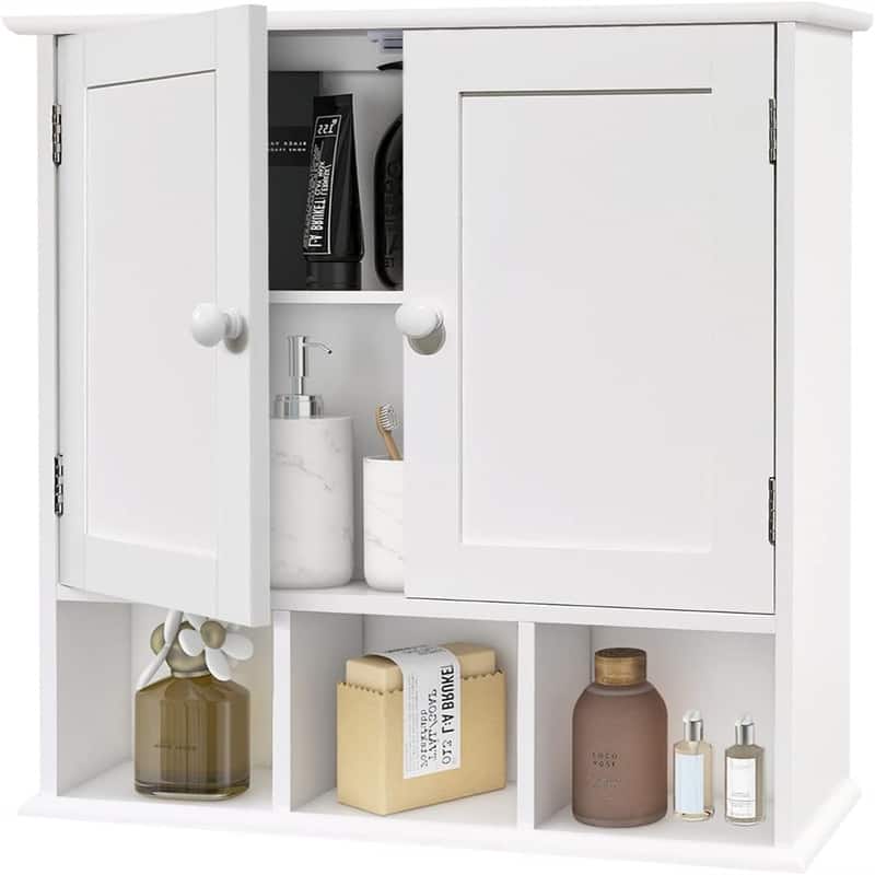 Bathroom Wall Cabinet - 5.1"D x 22"W x 22"H - White