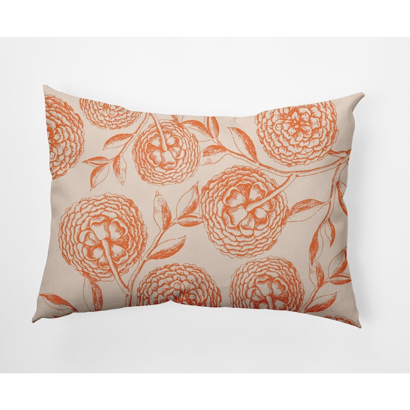 Antique Flowers Decorative Throw Pillow - Orange - 14" x 20"