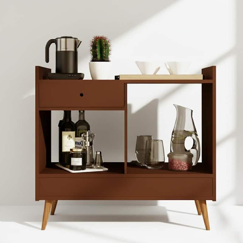 Boahaus Bar Cabinet Modern Wood Storage Shelves - Brown