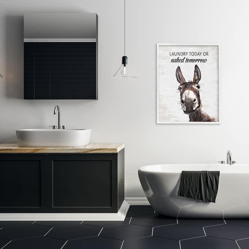 Stupell Laundry Today Naked Tomorrow Donkey Framed Giclee Art Design By Lettered and Lined