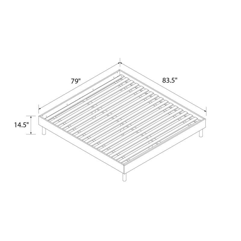 Roomfitters Cologne Tool-Less Wood Platform Bed Frame, Low Profile Rustic Design, Walnut
