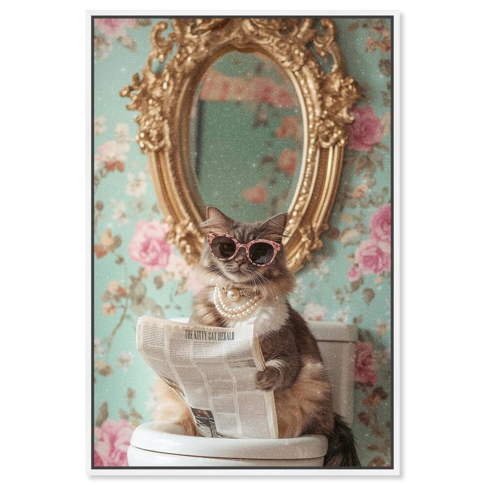 Ornate Kitty Toilet Time Canvas by Art Remedy