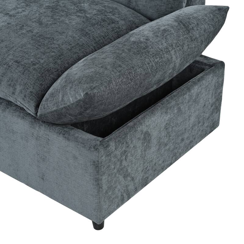 Christopher Knight Home - Harper 115" Modular Upholstery Sectional Sofa with Plush Cushions and Hidden Storage Compartments