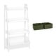 preview thumbnail 10 of 26, RiverRidge Kids 4-Tier 24in Ladder Shelf Toy Organizer with 3 Open Display Shelves- White with Two 5" Fabric Bins