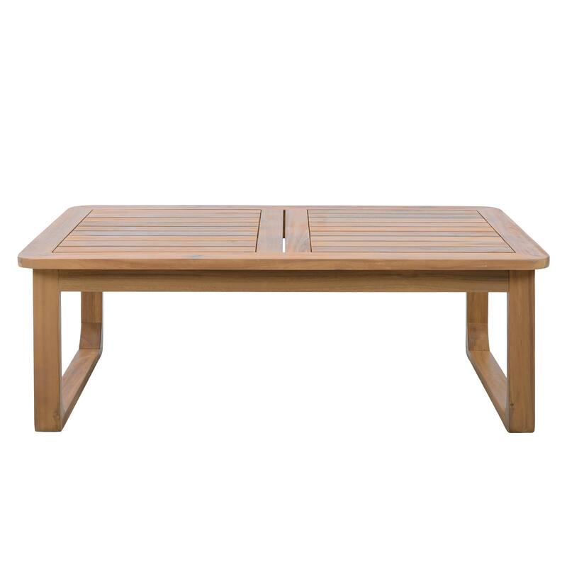 Christopher Knight Home Solenne Acacia Wood 3 Seater Daybed and Coffee Table with Cushion