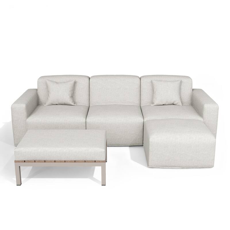 5-piece Full Foam Cushioning Sectional Sofa Set for living Room Patio
