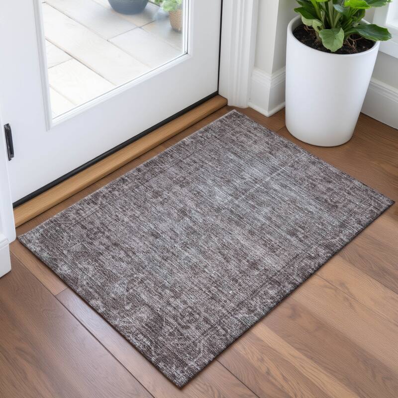 Premium Washable Super Soft Vintage Traditional Mayfield Rug - Mocha - 1'8" x 2'6"