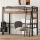 preview thumbnail 2 of 9, Full Size Metal Loft Bed with Built-in Desk,Storage Shelf and Ladder,Minimalist Design