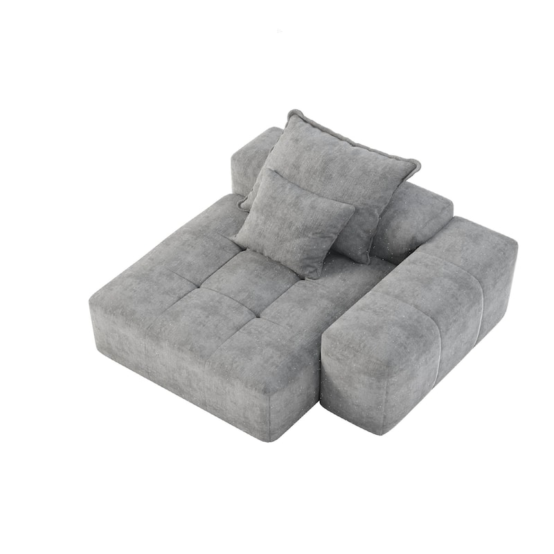 Oversized Modular Sofa, Sparkling Chenille with 2 Pillows, DIY Tufted