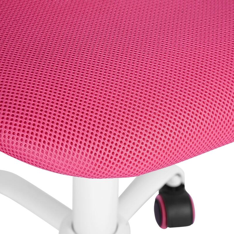 Pink and White Adjustable Height Swivel Rolling Office Chair