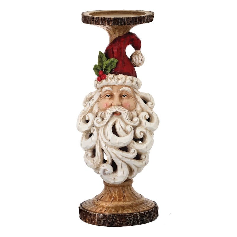 12.5" Resin Santa Head Cutout Beard Candle Holder