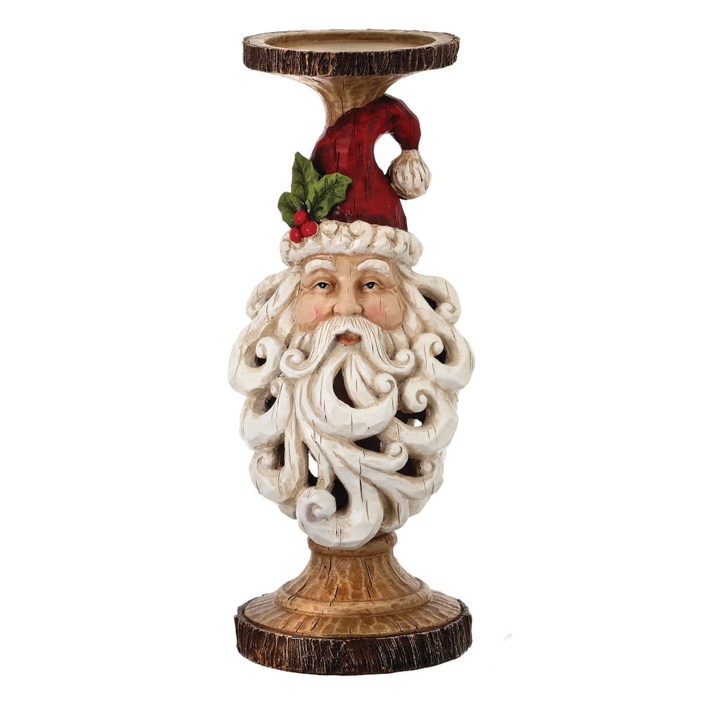 12.5" Resin Santa Head Cutout Beard Candle Holder