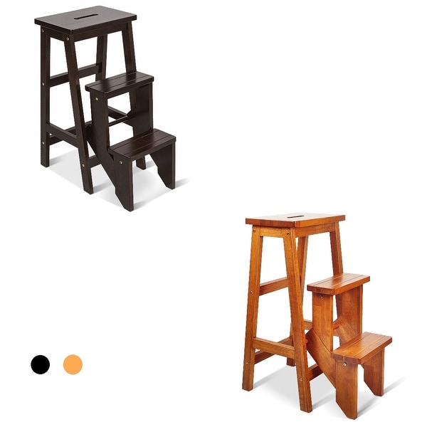 Costway 3 Tier Step Stool 3 in 1 Folding Ladder Bench Storage Shelf
