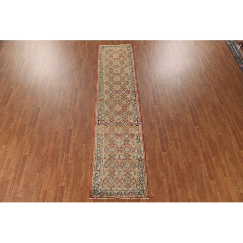 Traditional Hamedan Persian Vintage Runner Rug Handmade Wool Carpet - 2'10" x 12'2"