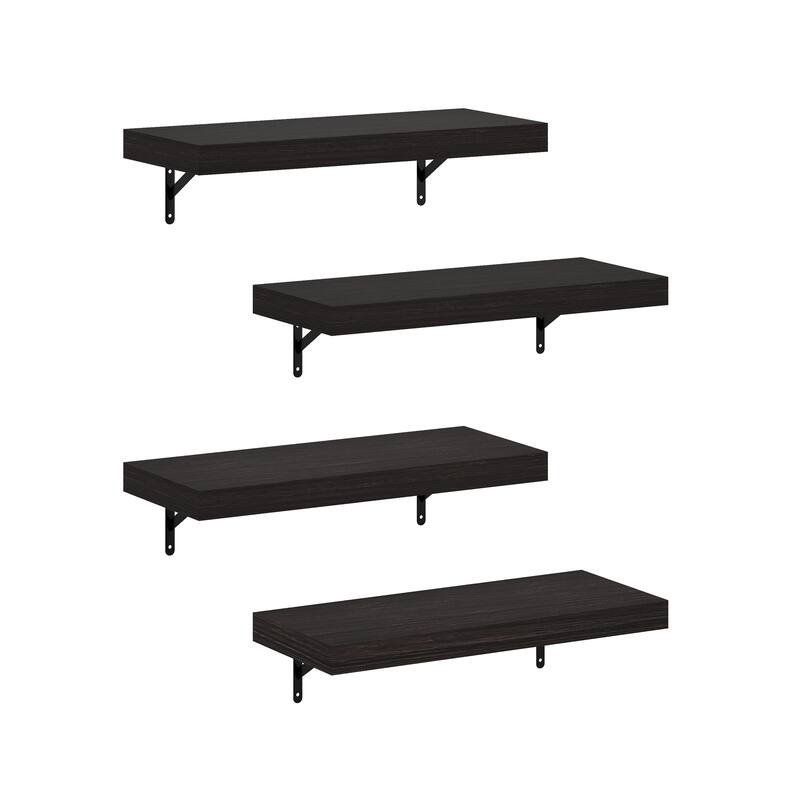 Furinno Tanna 22-Inch Wall Mounted Floating Display Shelves, Natural, Set of 4 - Tobacco Oak