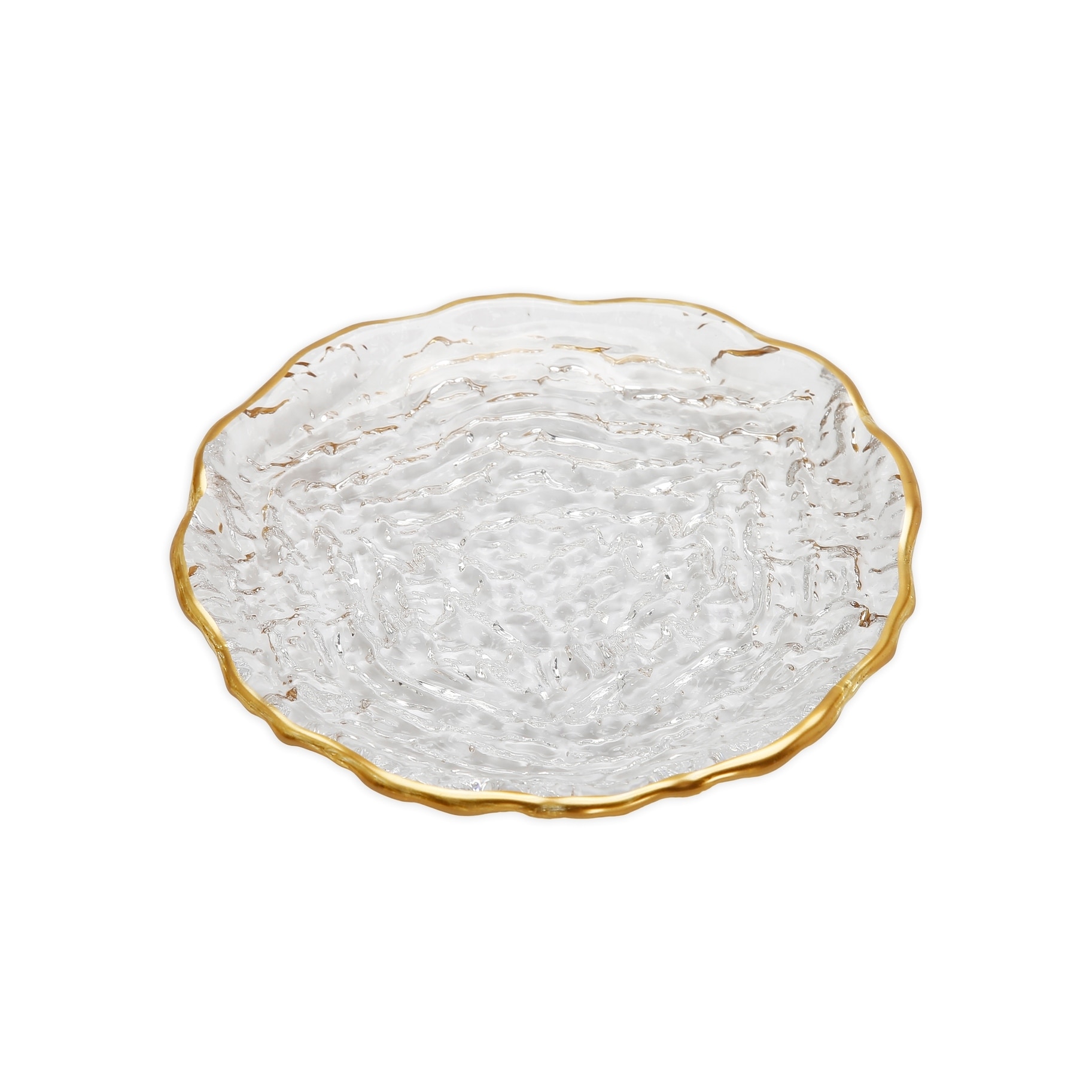 Set of 4 Glass Salad Plates with Gold Trim 8.25