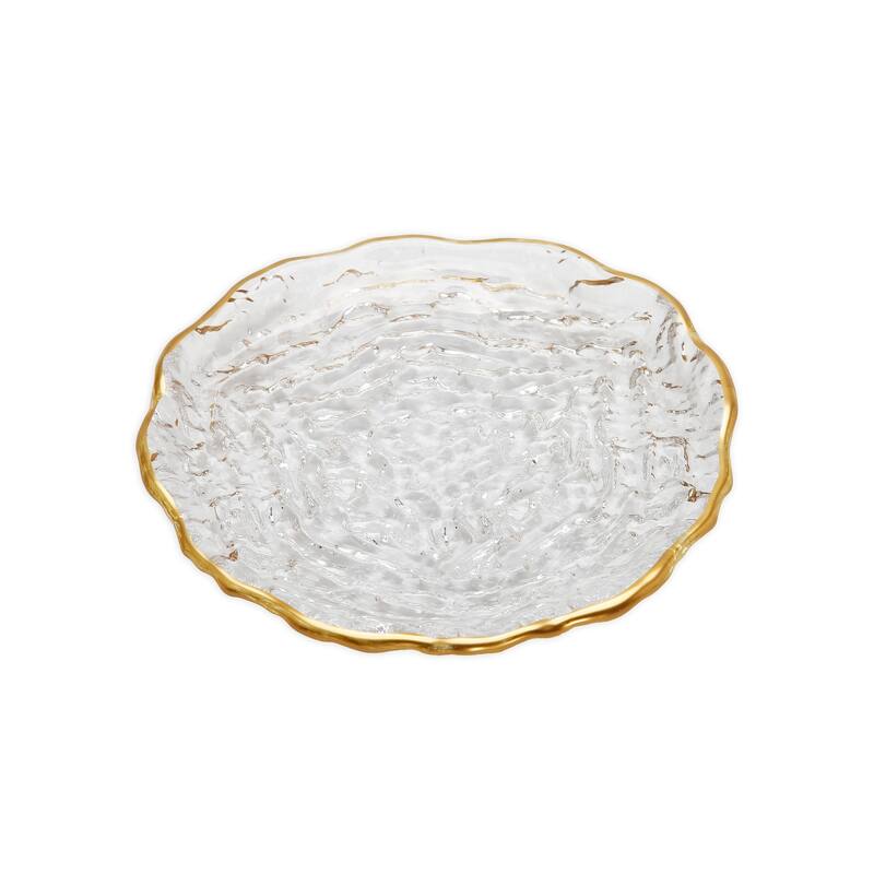 Set of 4 Glass Salad Plates with Gold Trim - 8.25"D