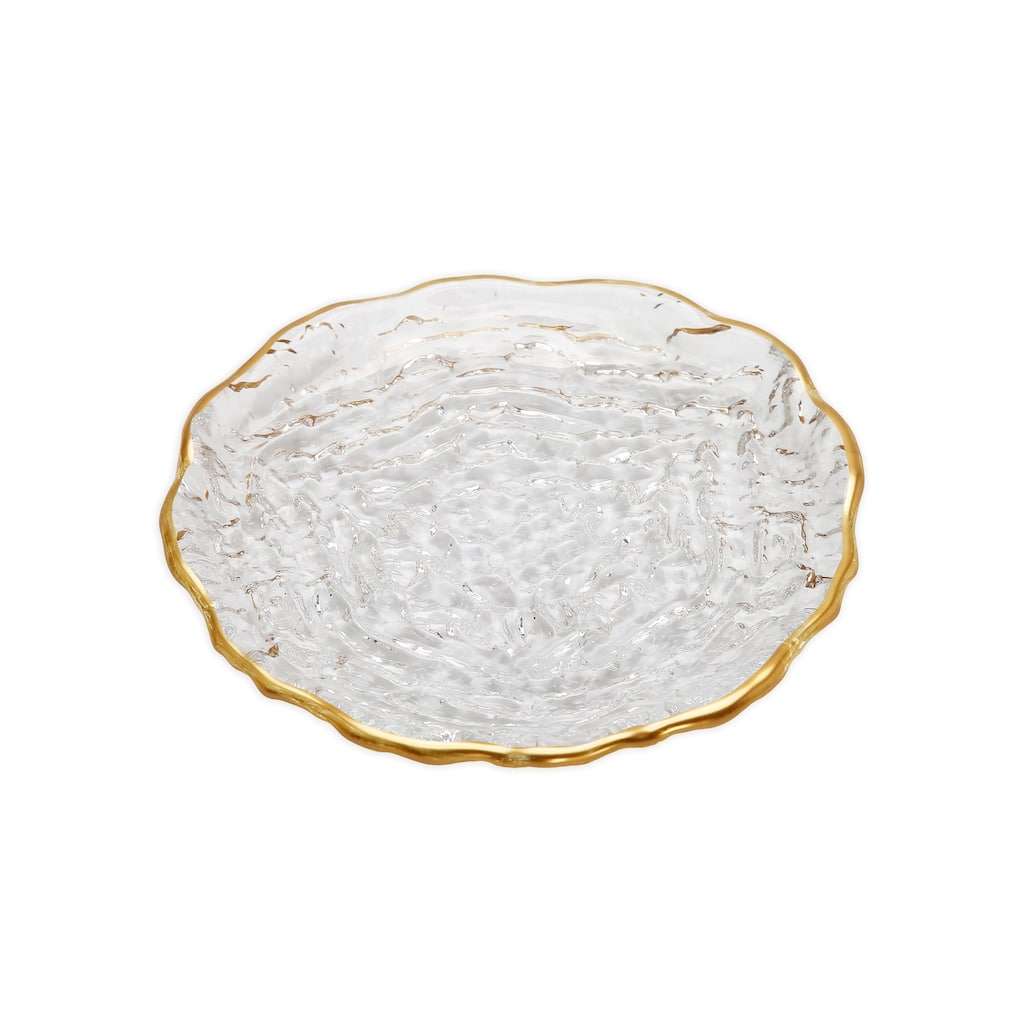 Set of 4 Glass Salad Plates with Gold Trim - 8.25"D
