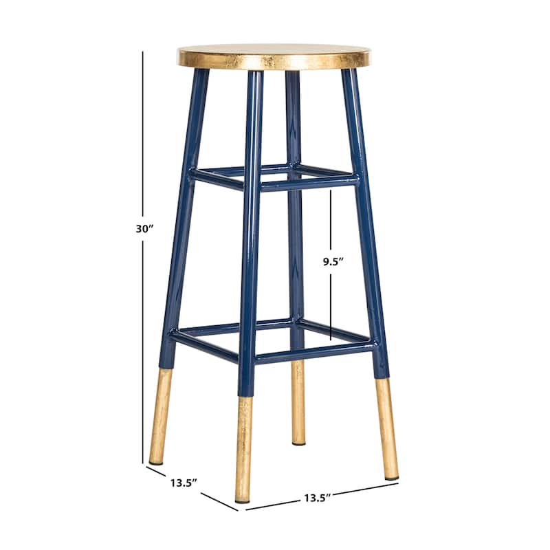 SAFAVIEH Rosita 30-inch Navy/ Gold Bar Stool - 13.5" x 13.5" x 30" - 14Wx14Dx30H