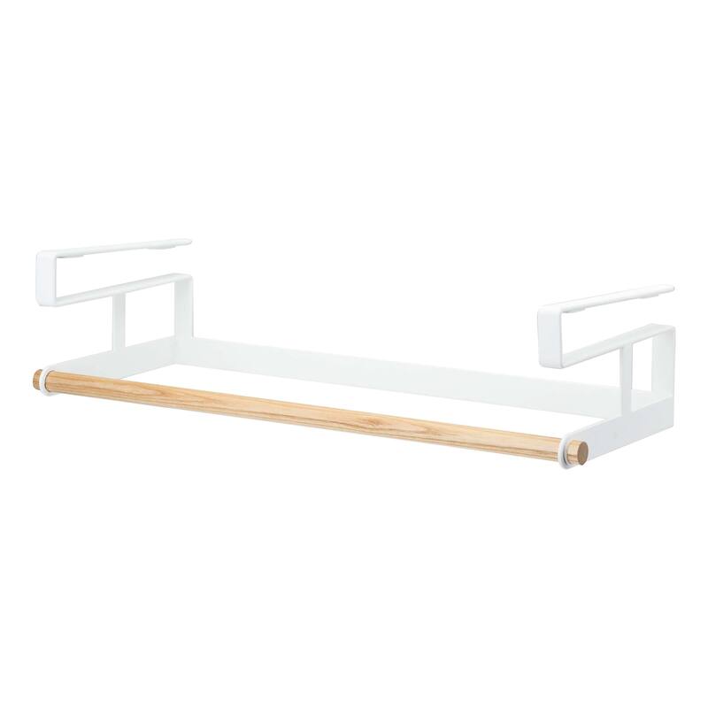 Yamazaki Home Undershelf Hanger, Steel and Wood, Up To 1" Shelf, Holds 6.6 lbs - L 6.5 x W 16.54 x H 3.94 inches - White - L 6.5 x W 16.54 x H  3.94 inches