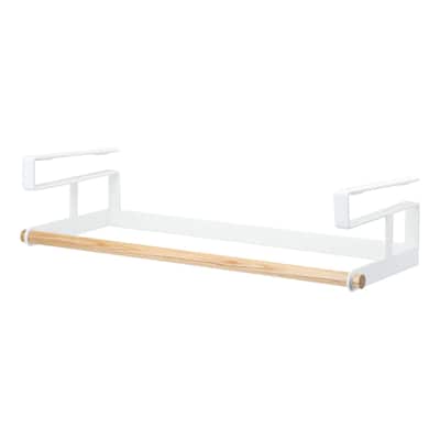 Yamazaki Home Undershelf Hanger, Steel and Wood, Up To 1" Shelf, Holds 6.6 lbs - L 6.5 x W 16.54 x H 3.94 inches