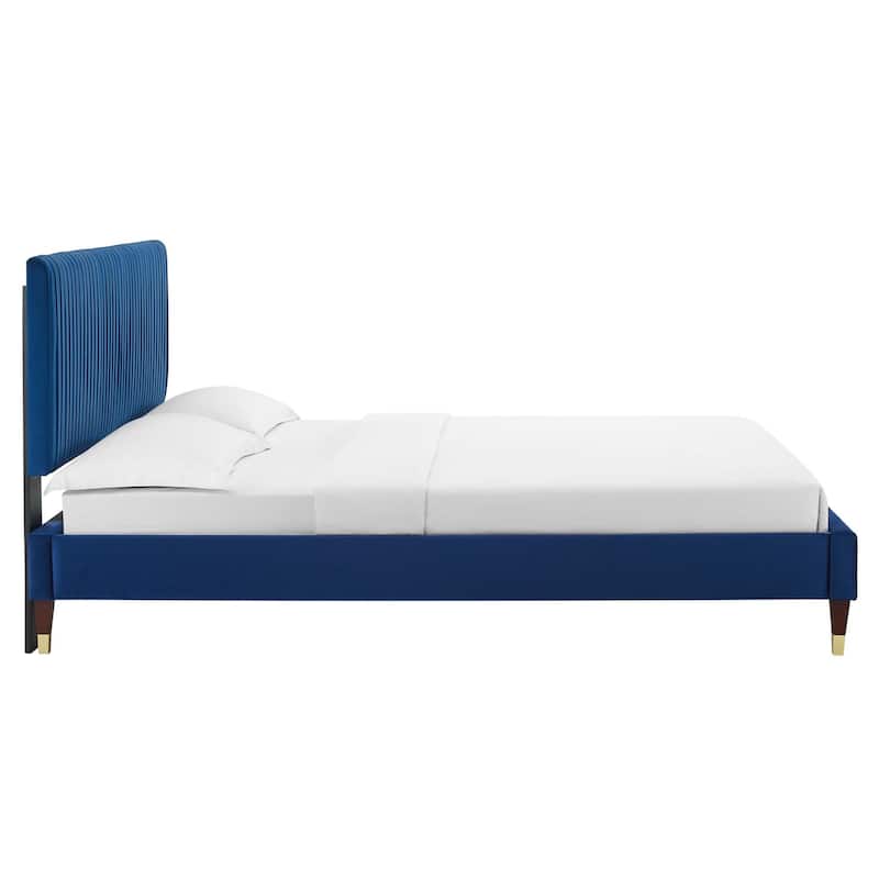 Peyton Performance Velvet Queen Platform Bed