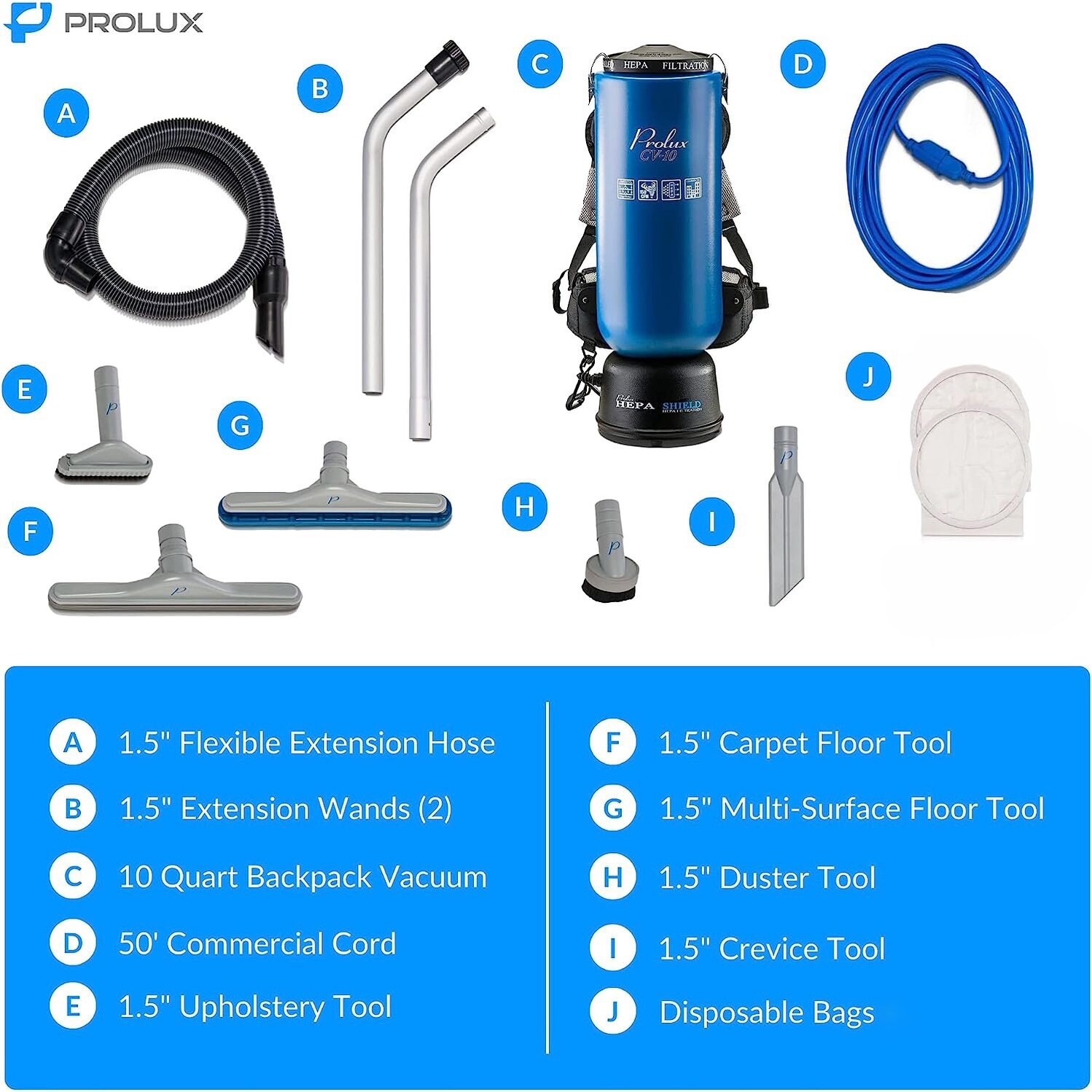 Black  Blue Prolux 10 Quart Commercial Backpack Vacuum w/ Year Warranty  Bed Bath  Beyond 30832154